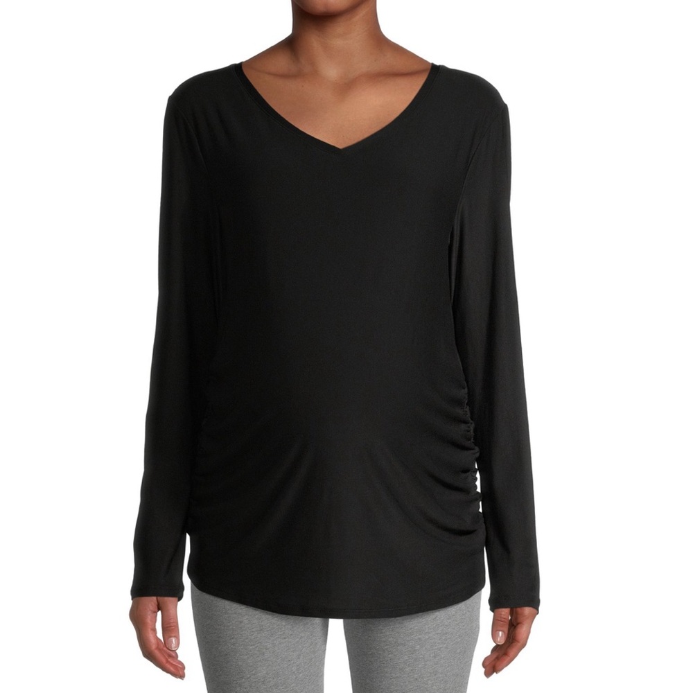 Maternity V-Neck T-shirt with Long Sleeves - Picture 4 of 6